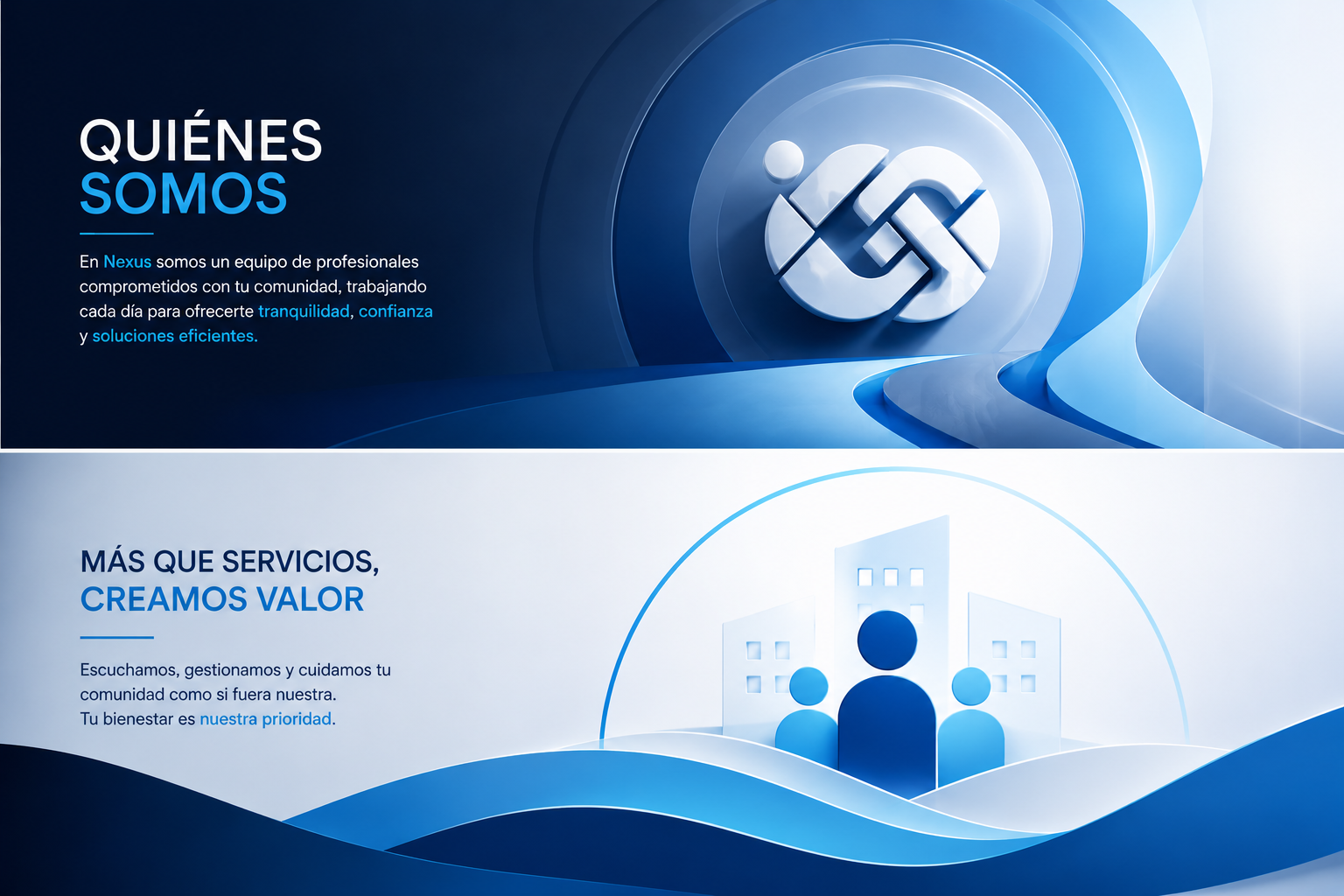 Profesionalidad y compromiso NEXUS GOLD — logo corporativo con iconos de equipo, seguridad y edificios